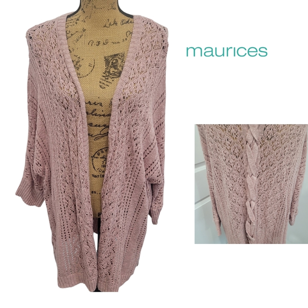 Maurices Blush Open Knit Cardigan